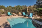 And there`s ample seating to relax, unwind, soak up the Sedona views and take a plunge in your private pool